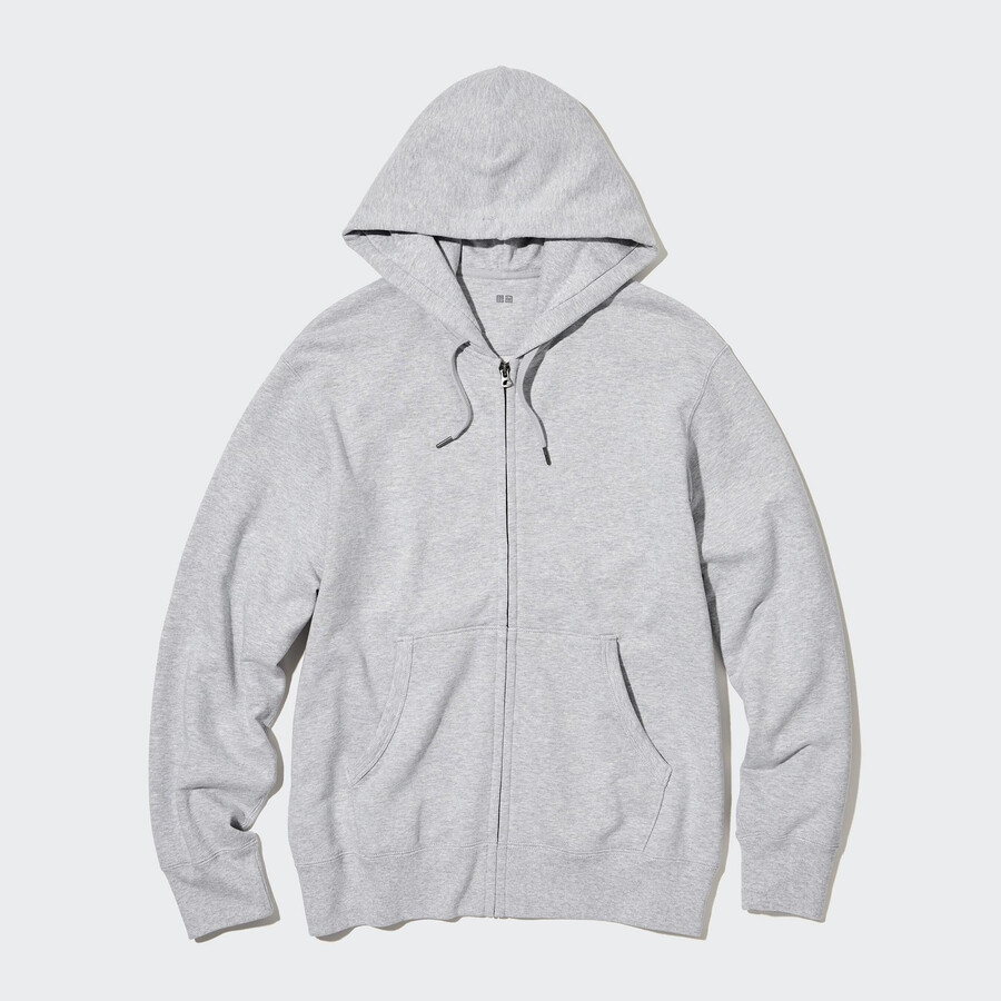 sudadera con capucha y cremallera uniqlo para hombre gris