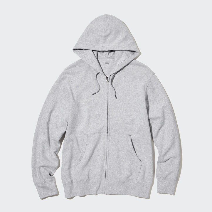sudadera con capucha y cremallera uniqlo para hombre gris