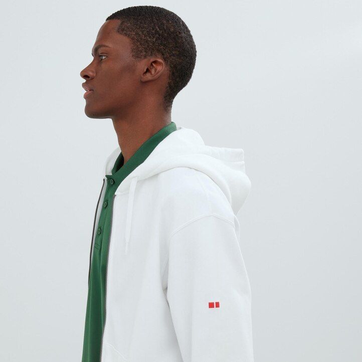 sudadera con capucha y cremallera uniqlo blanca para hombre