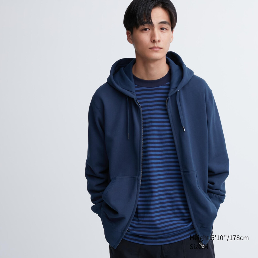 sudadera con capucha y cremallera uniqlo sweat para hombre azul