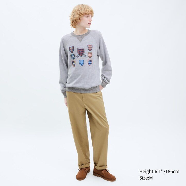 sudadera con capucha uniqlo college para hombre gris