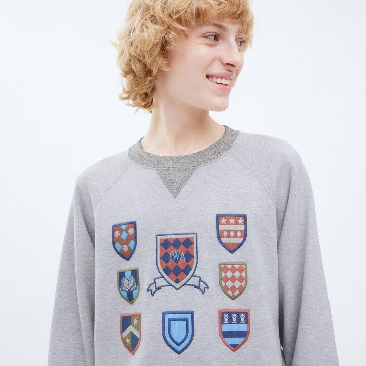sudadera con capucha uniqlo college para hombre gris