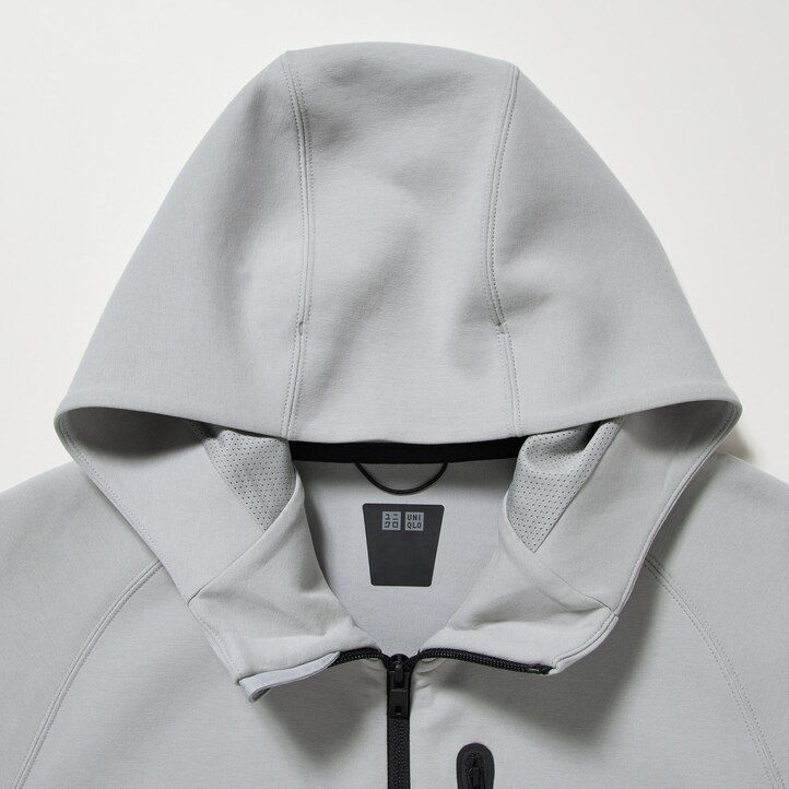 sudadera con capucha y cremallera elástica dry sweat de uniqlo para hombre gris claro