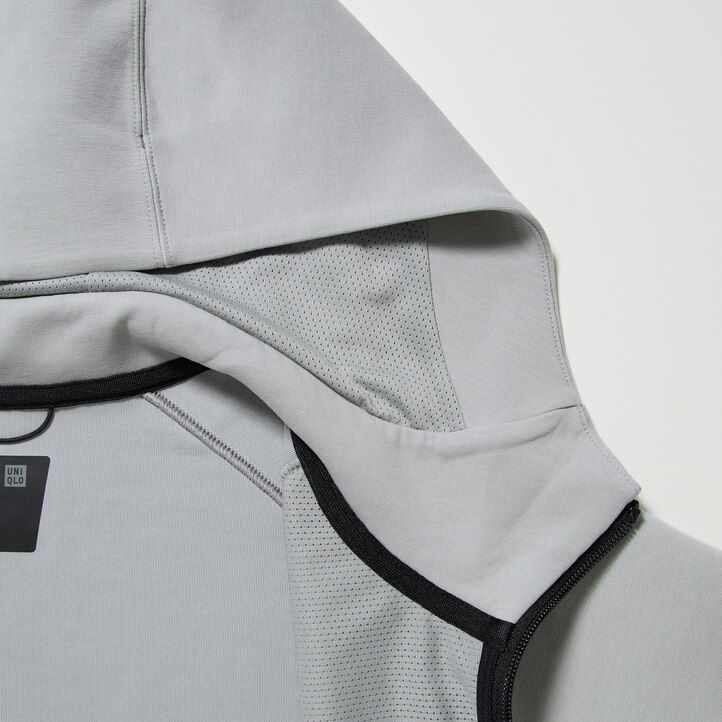 sudadera con capucha y cremallera elástica dry sweat de uniqlo para hombre gris claro