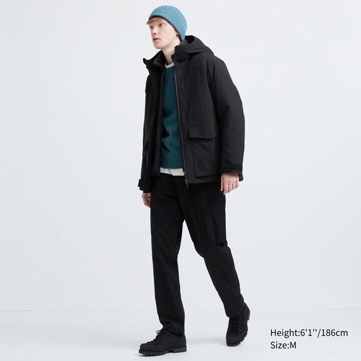 chaquetas híbridas de plumón 3d uniqlo para hombre gris oscuro