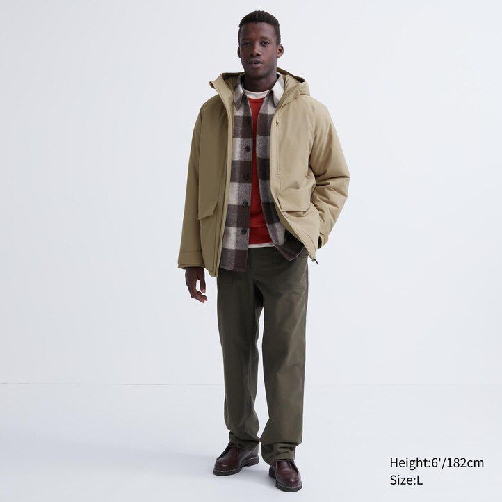 chaquetas híbridas de plumón 3d uniqlo para hombre gris oscuro