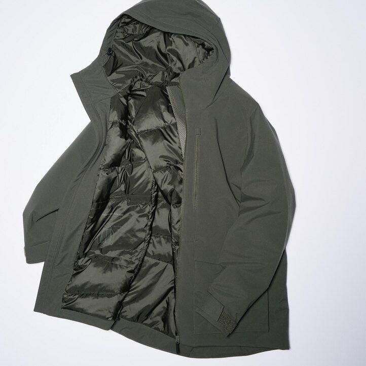 chaquetas híbridas de plumón 3d uniqlo para hombre gris oscuro