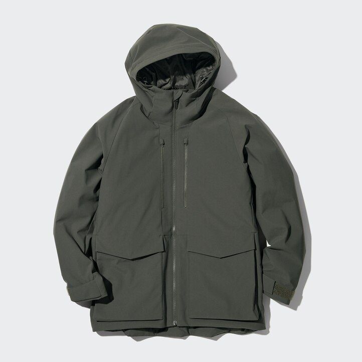 chaquetas híbridas de plumón 3d uniqlo para hombre gris oscuro