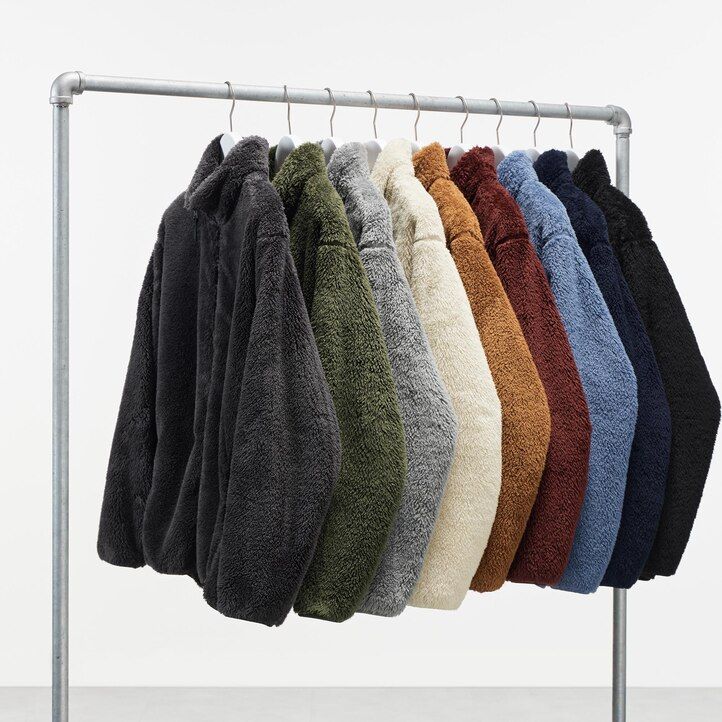 chaquetas de forro polar esponjoso uniqlo blancas con cremallera para hombre