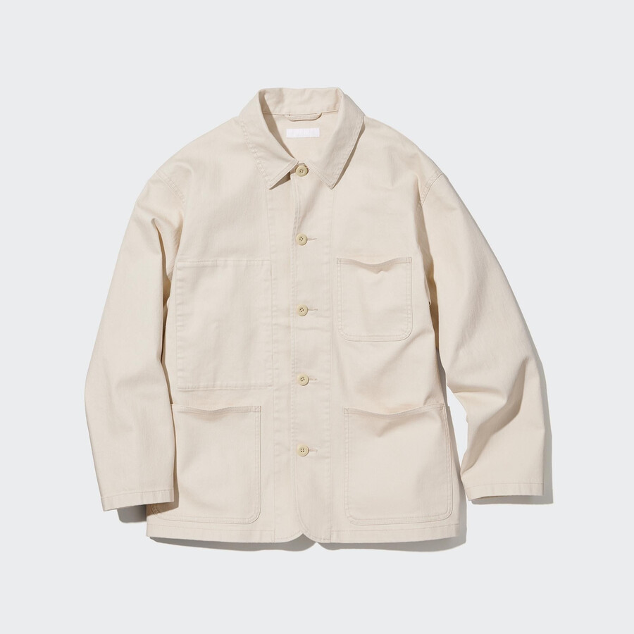chaquetas vaqueras utilitarias blancas uniqlo para hombre