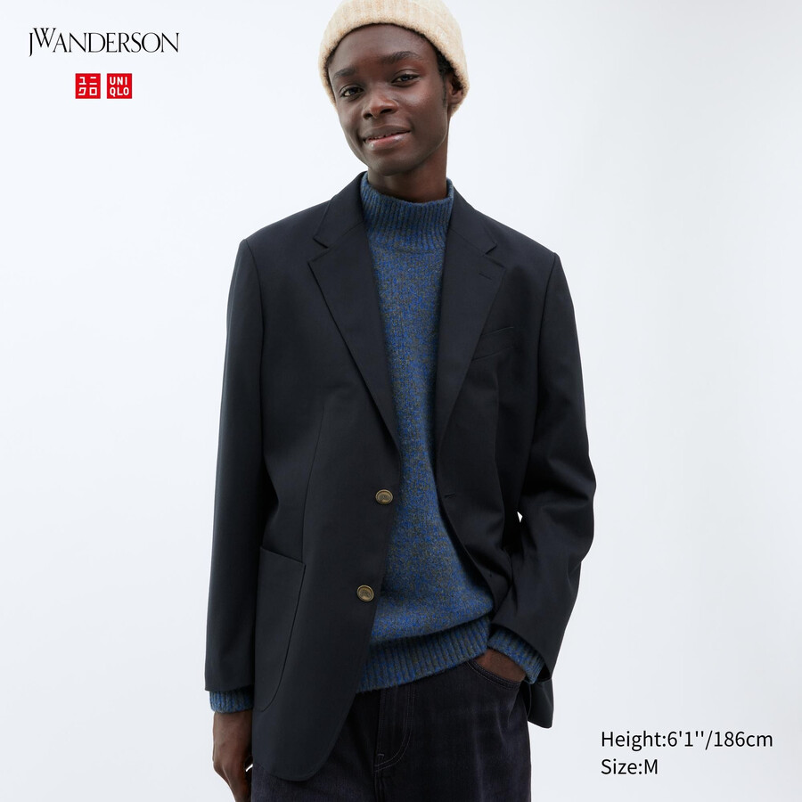 chaquetas a medida uniqlo para hombre en azul marino