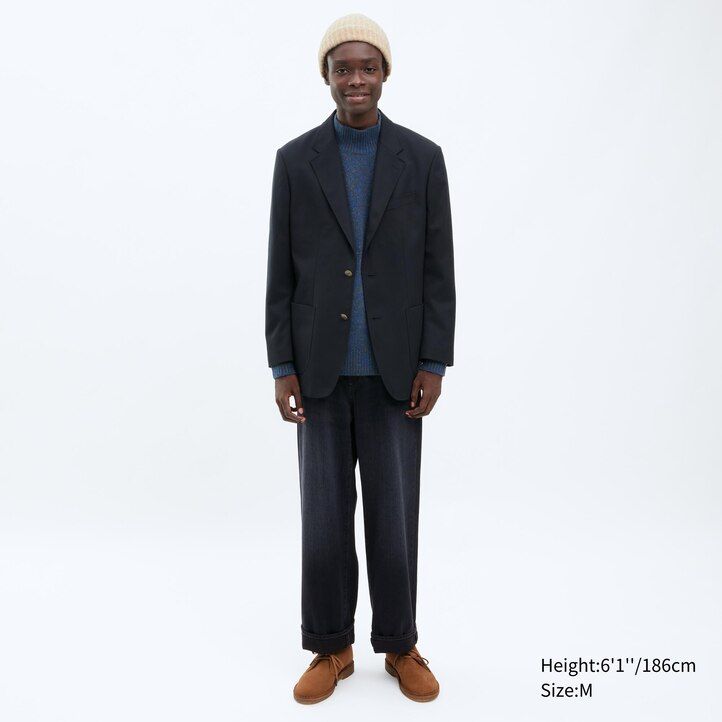 chaquetas a medida uniqlo para hombre en azul marino