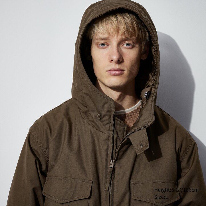 chaquetas utilitarias acolchadas y cálidas uniqlo heattech para hombre color negro