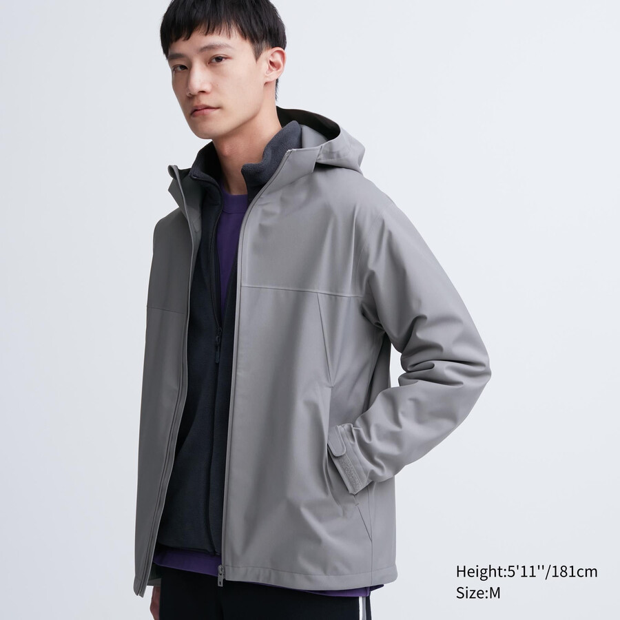 chaquetas uniqlo blocktech con corte 3d para hombre en gris