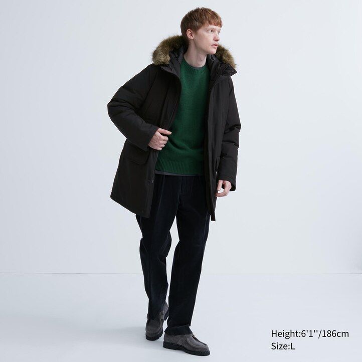 chaquetas de plumón híbridas ultra cálidas uniqlo para hombre color negro