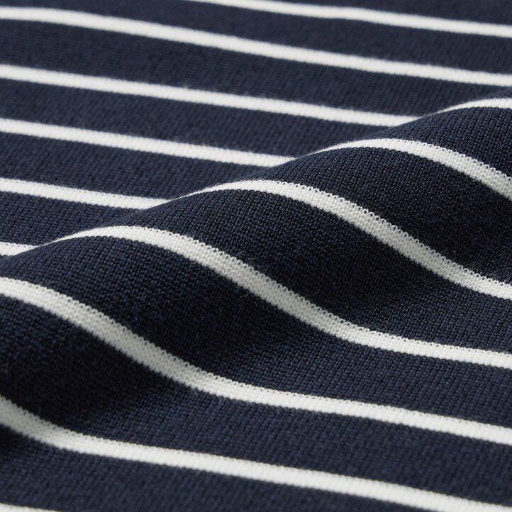 suéter de cuello redondo a rayas acanalado milano lavable de uniqlo para hombre en azul marino