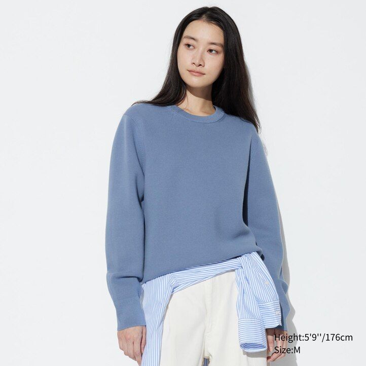 suéteres de cuello redondo acanalados lavables milano de uniqlo para hombre color verde