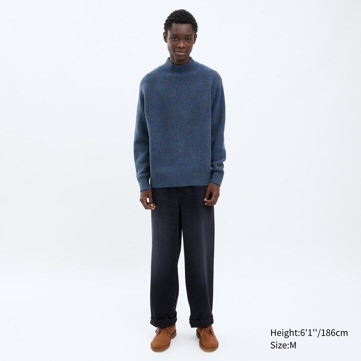jerséis de cuello alto de hilo soufflé de uniqlo naranja para hombre