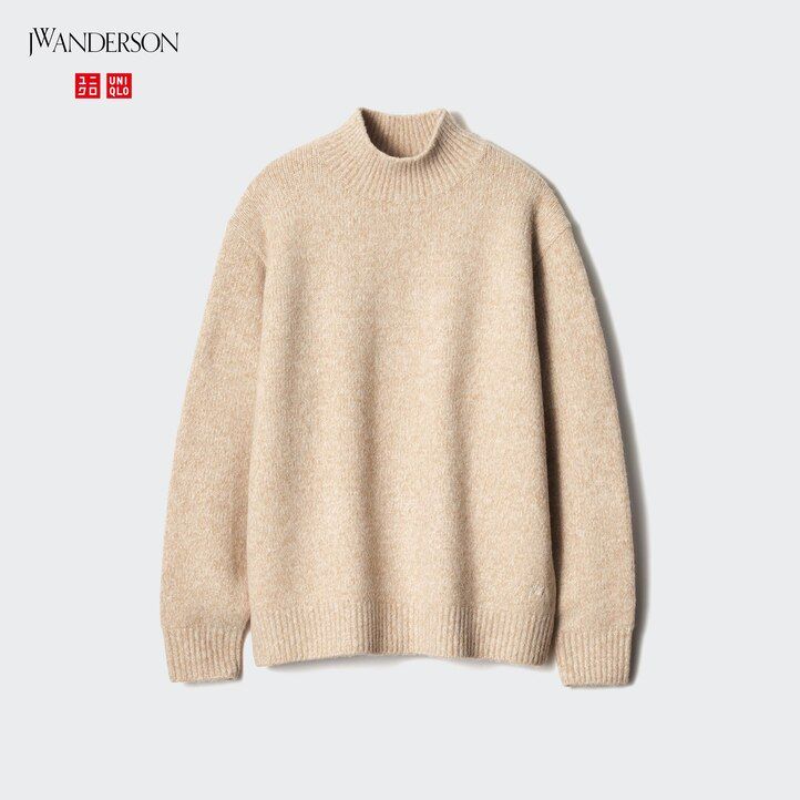 jerséis de cuello alto de hilo soufflé de uniqlo naranja para hombre