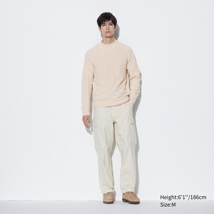 suéteres de cuello alto de punto de calibre medio uniqlo para hombre en azul