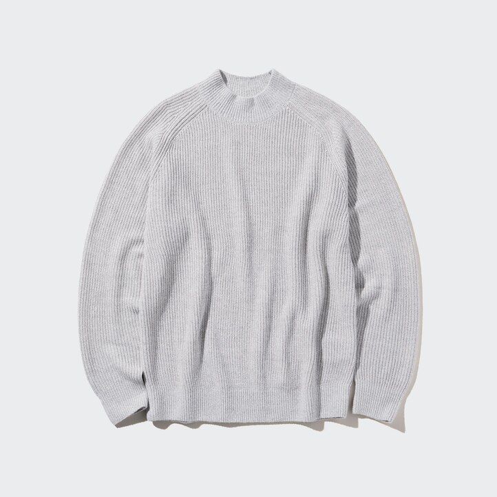suéteres de cuello alto de punto de calibre medio uniqlo para hombre en azul