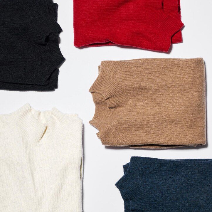 suéteres de cuello alto uniqlo 3d knit seamless souffle yarn para hombre color marrón
