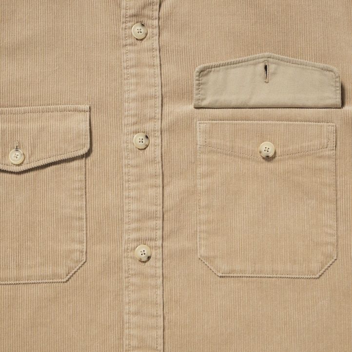 camisa de trabajo extragrande de pana uniqlo para hombre en beige
