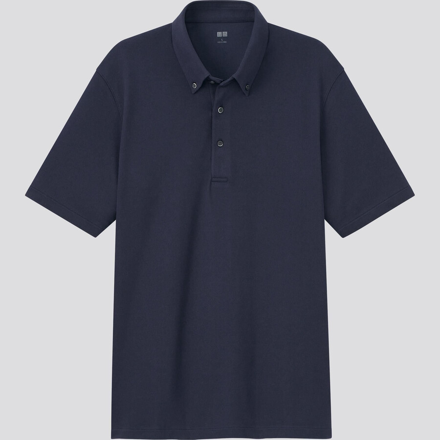 polo uniqlo airism piqué temporada 2021 hombre azul marino