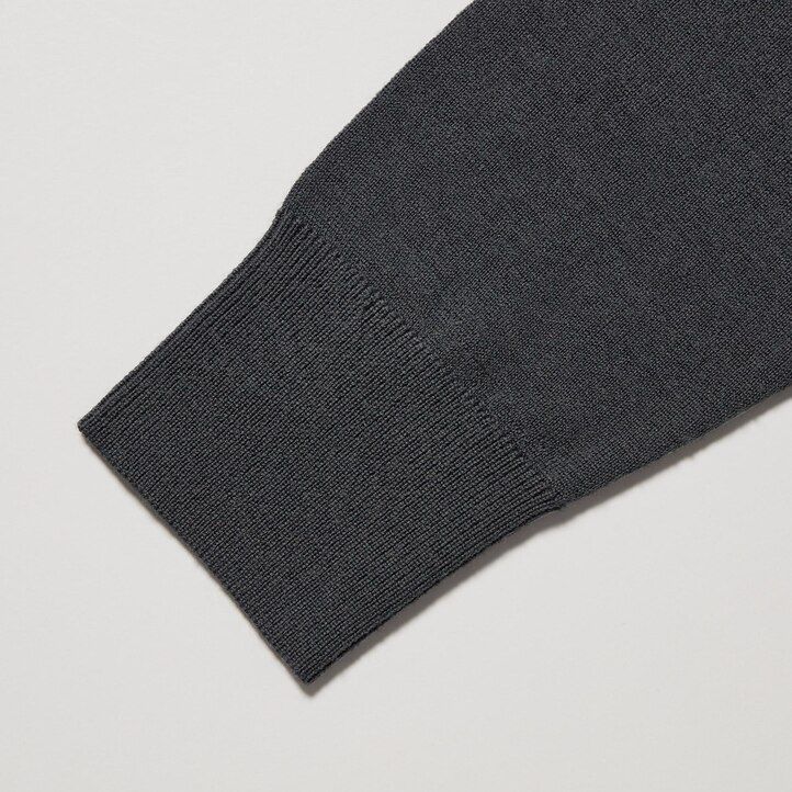 polo uniqlo negro con mangas de punto de merino extrafino 100 para hombre