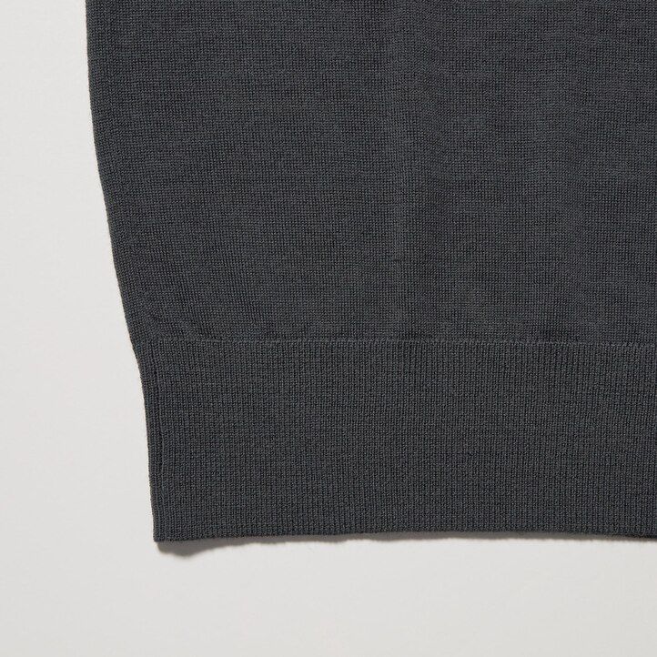 polo uniqlo negro con mangas de punto de merino extrafino 100 para hombre