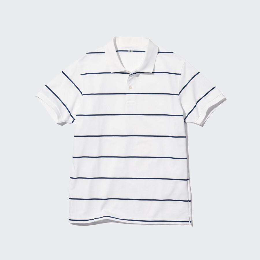 polo de rayas piqué seco uniqlo para hombre blanco