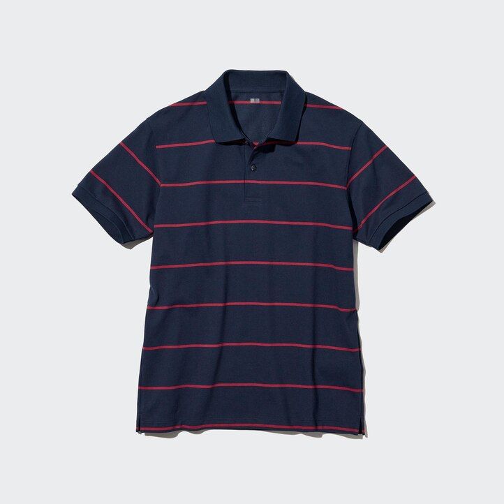 polo de rayas piqué seco uniqlo para hombre blanco