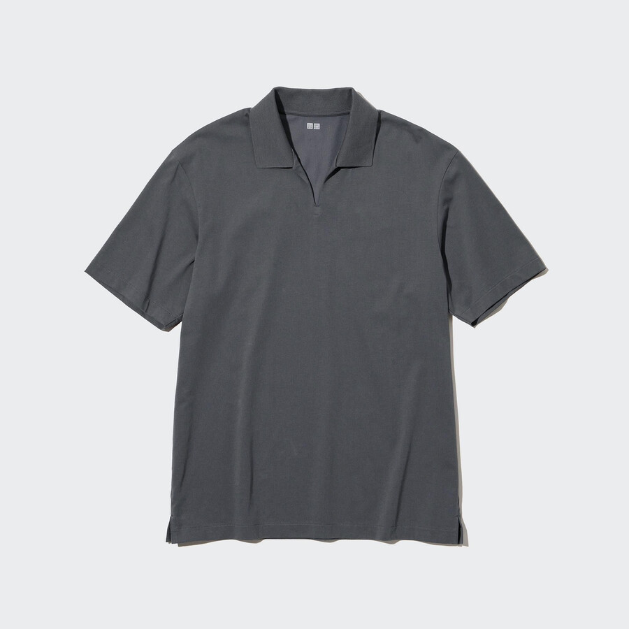 polo uniqlo airism skipper collar para hombre gris