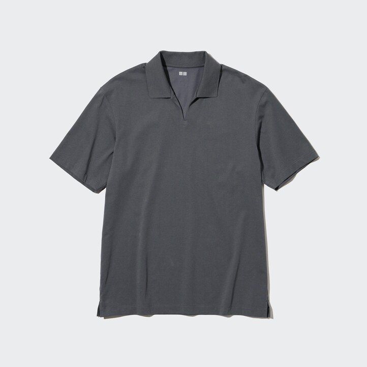 polo uniqlo airism skipper collar para hombre gris