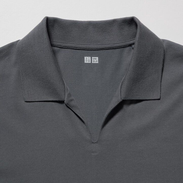 polo uniqlo airism skipper collar para hombre gris