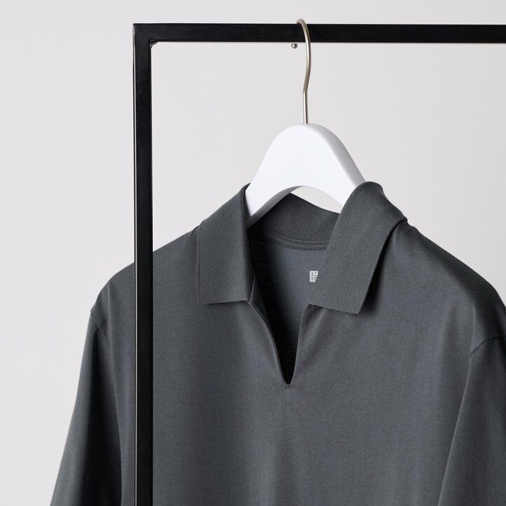 polo uniqlo airism skipper collar para hombre gris