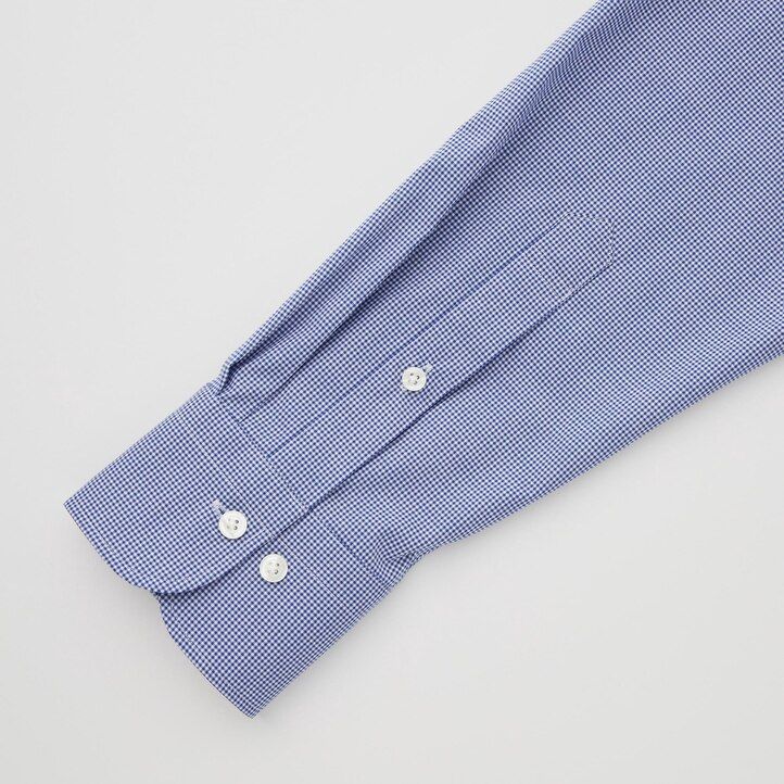 camisas de hombre uniqlo easyre stretch slim fit con cuello semicutaway a cuadros azules