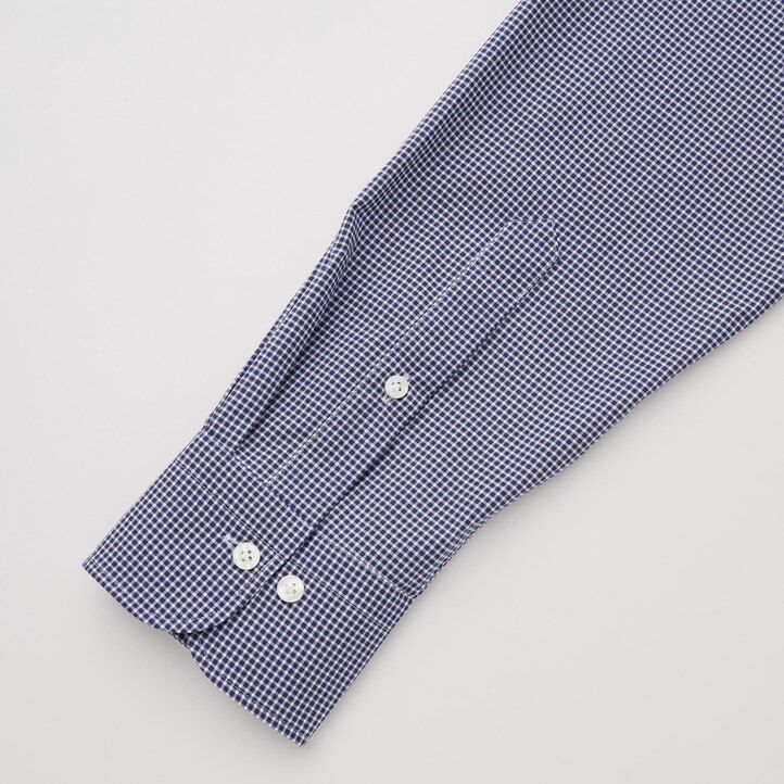 camisas uniqlo easyre stretch slim fit con cuello semicutaway a cuadros para hombre color azul marino