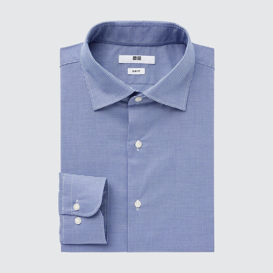 camiseta uniqlo easyre de tela ancha elástica de corte entallado con cuello semicortado para hombre en azul