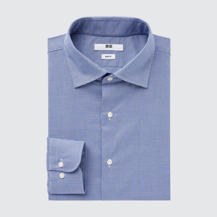 camiseta uniqlo easyre de tela ancha elástica de corte entallado con cuello semicortado para hombre en azul