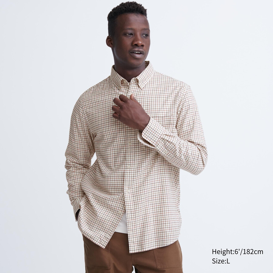 camisas de franela uniqlo de corte regular con cuello abotonado y cuadros para hombre color blanco
