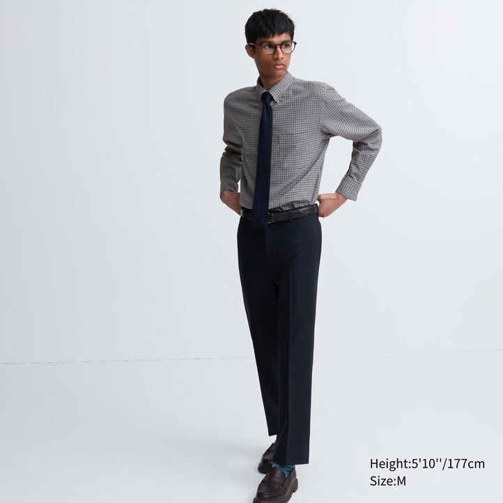 camisas de franela uniqlo de corte regular con cuello abotonado y cuadros para hombre color blanco