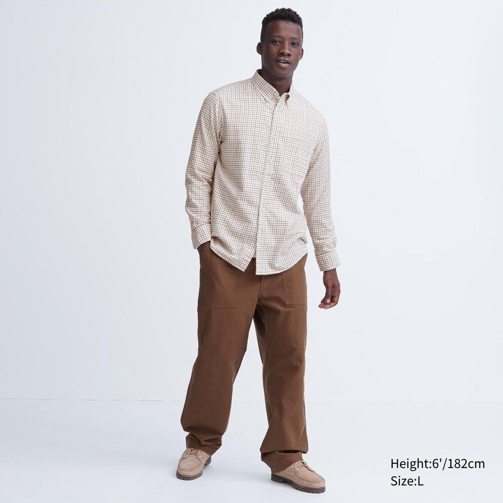 camisas de franela uniqlo de corte regular con cuello abotonado y cuadros para hombre color blanco
