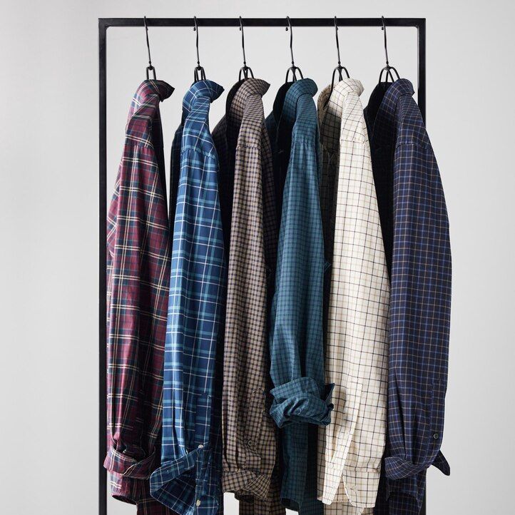 camisas de hombre uniqlo de algodón extrafino de corte regular a cuadros y cuello abotonado color marrón