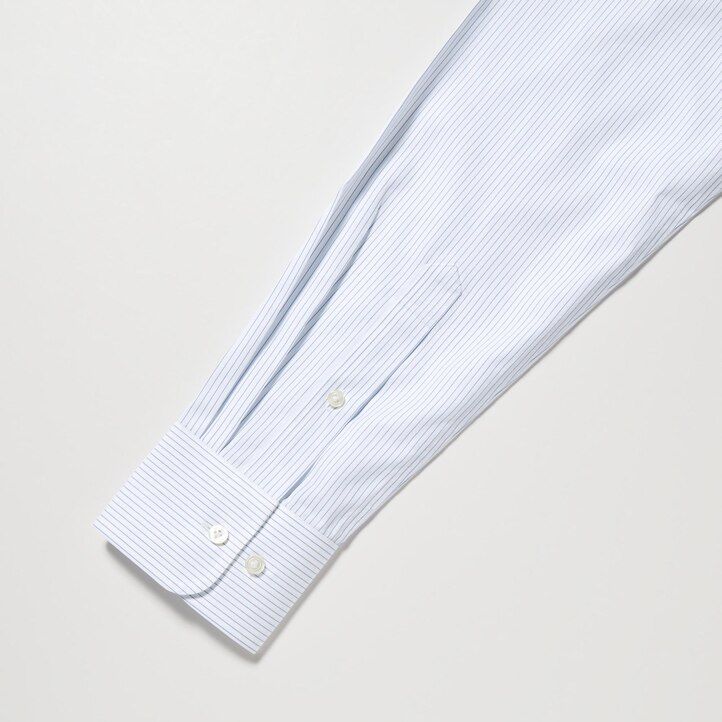 camisas de hombre uniqlo super non iron regular fit a rayas con cuello regular en azul