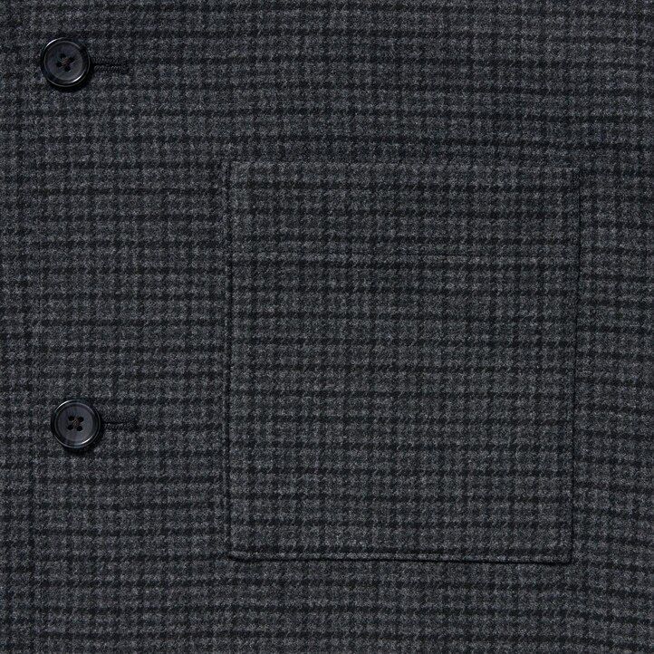 camisas de hombre uniqlo de sarga cepillada gris oscuro con mangas a cuadros