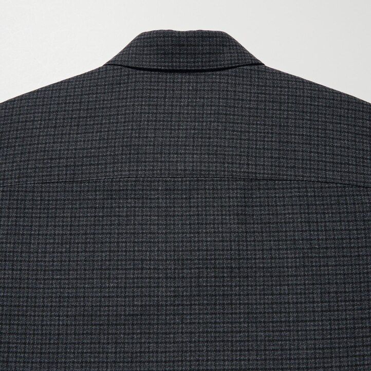 camisas de hombre uniqlo de sarga cepillada gris oscuro con mangas a cuadros