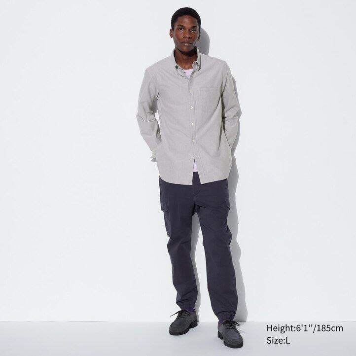 camisas de hombre uniqlo slim fit oxford con cuello regular en azul