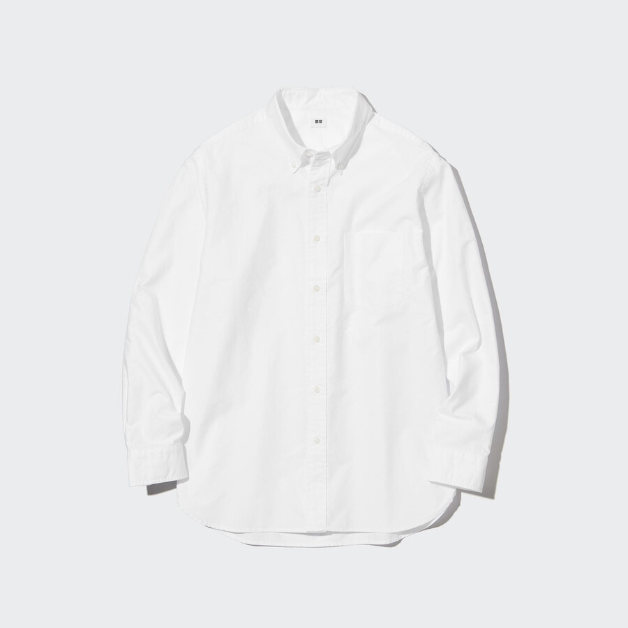 camisas oxford de corte regular uniqlo para hombre con cuello abotonado blancas