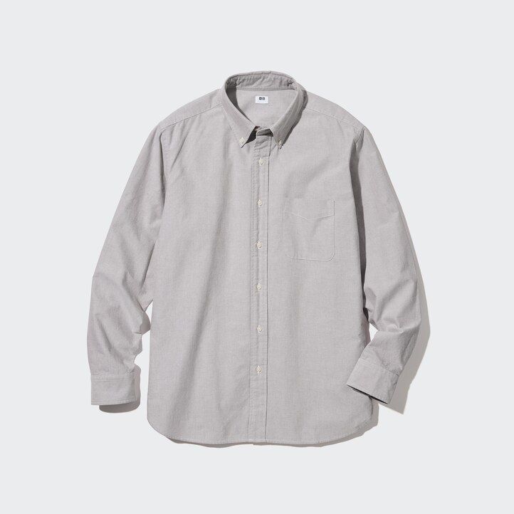 camisas oxford de corte regular uniqlo para hombre con cuello abotonado blancas
